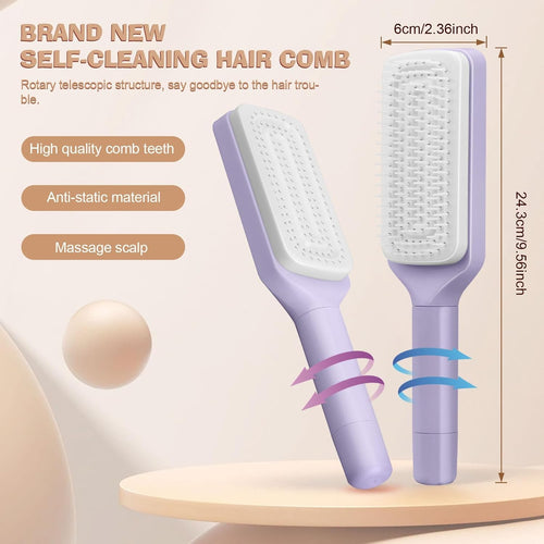 4-in-1 Self-Cleaning Hair Brush