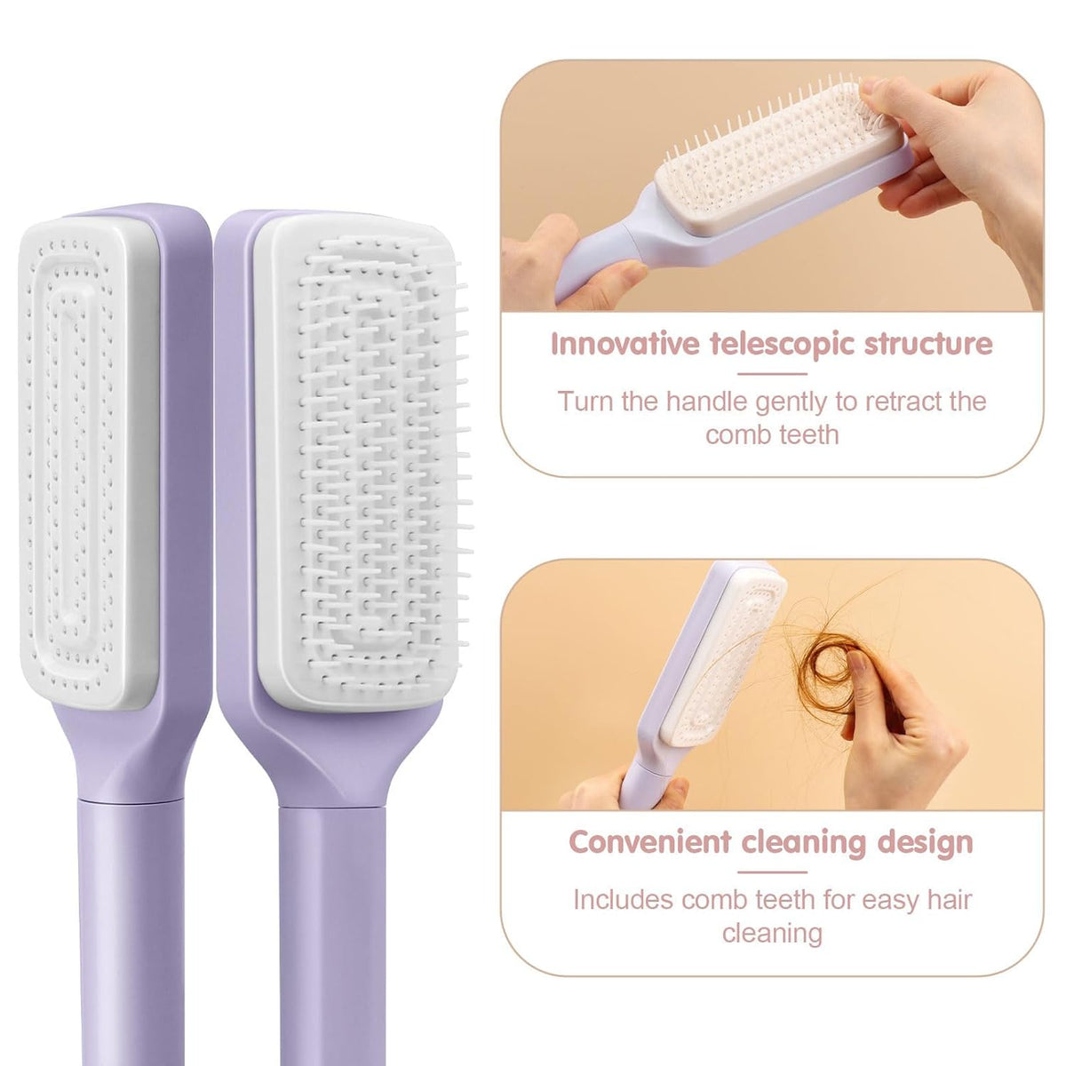 4-in-1 Self-Cleaning Hair Brush